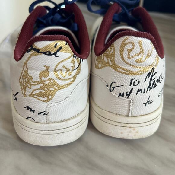 Desigual White Burgundy Aqua Mirror Boho Embellished Leather Sneakers - Picture 9 of 10